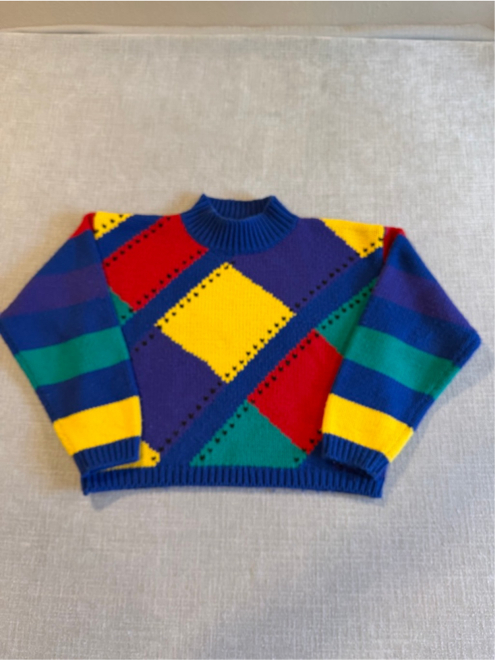 Vintage 80s helium bright geometric knit sweater
